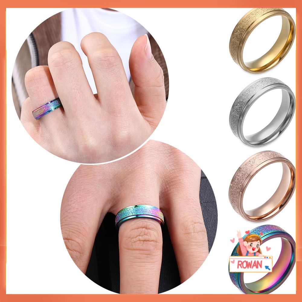Cincin Bahan Stainless Steel Warna Matte Desain Bunga Untuk Pasangan