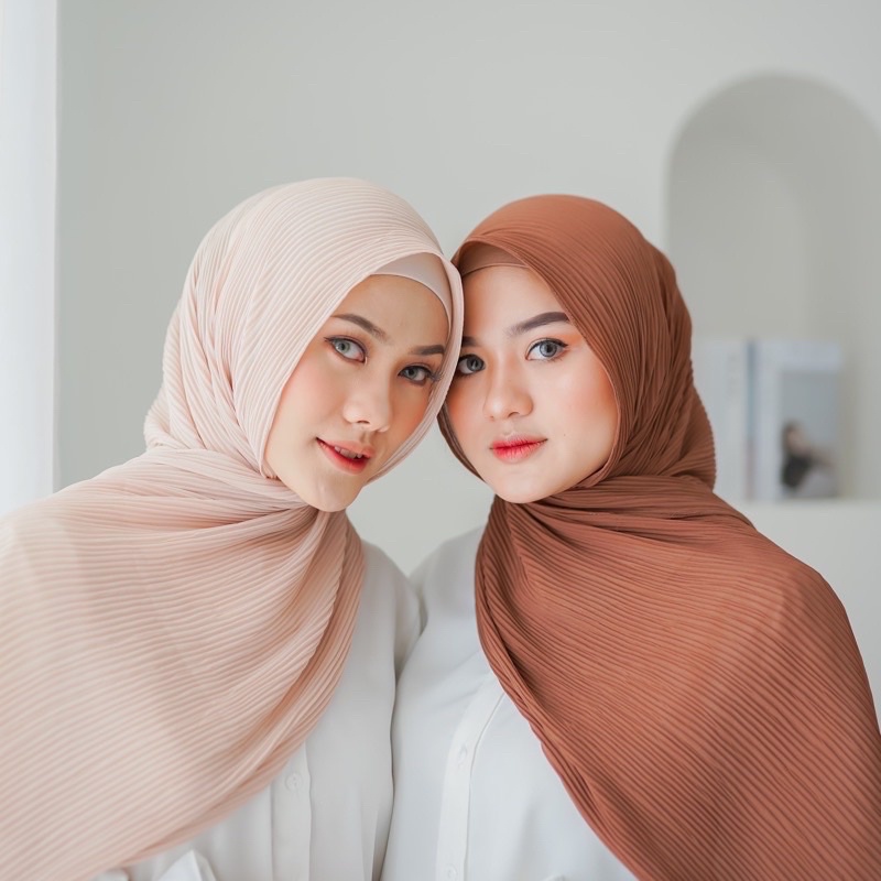 Pashmina Plisket Non Garis Tengah