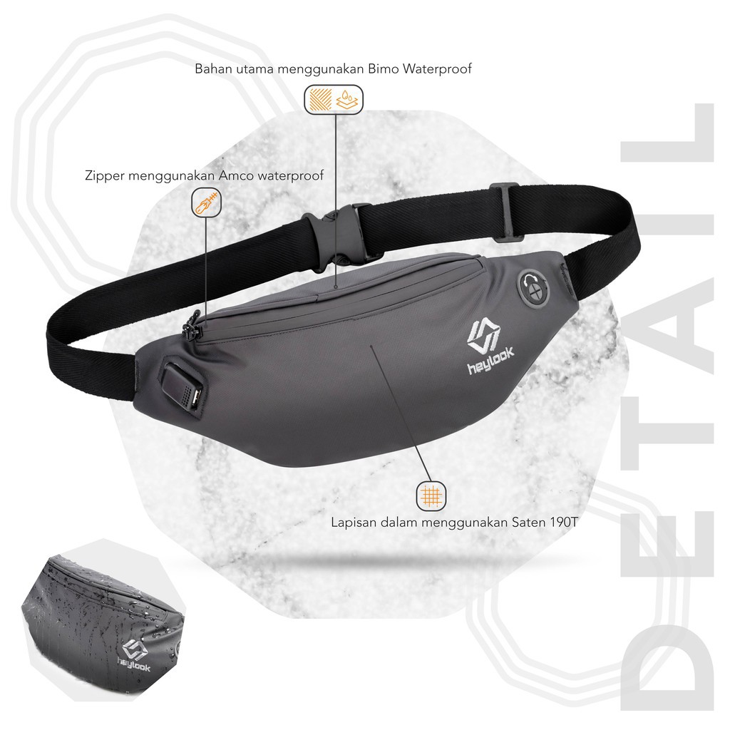 [BISA COD] Tas Selempang Pria Anti Air Waist Bag Waterproof