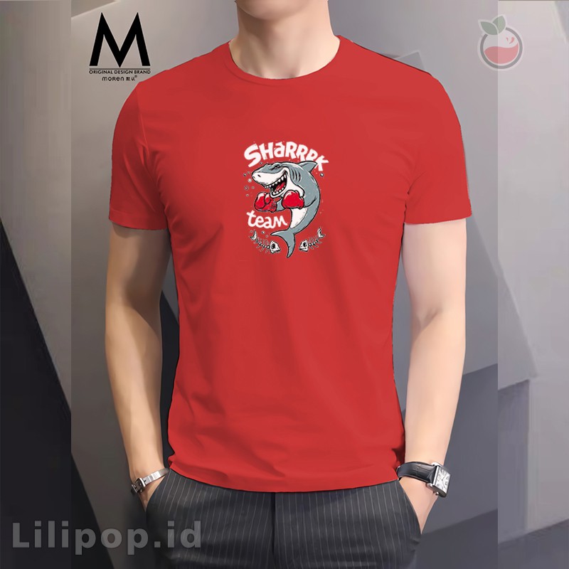 Kaos Tshirt  Pria Shark Baju Distro Basic Lengan Pendek Cowok Kasual Lilipop