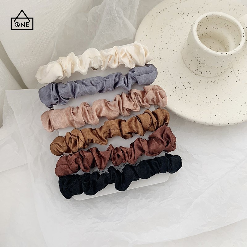 1 Set 6pcs/Ikat Rambut COD Ponytail Scrunchie Kain Satin Sutra Elastis Tali Rambut  Wanita A one