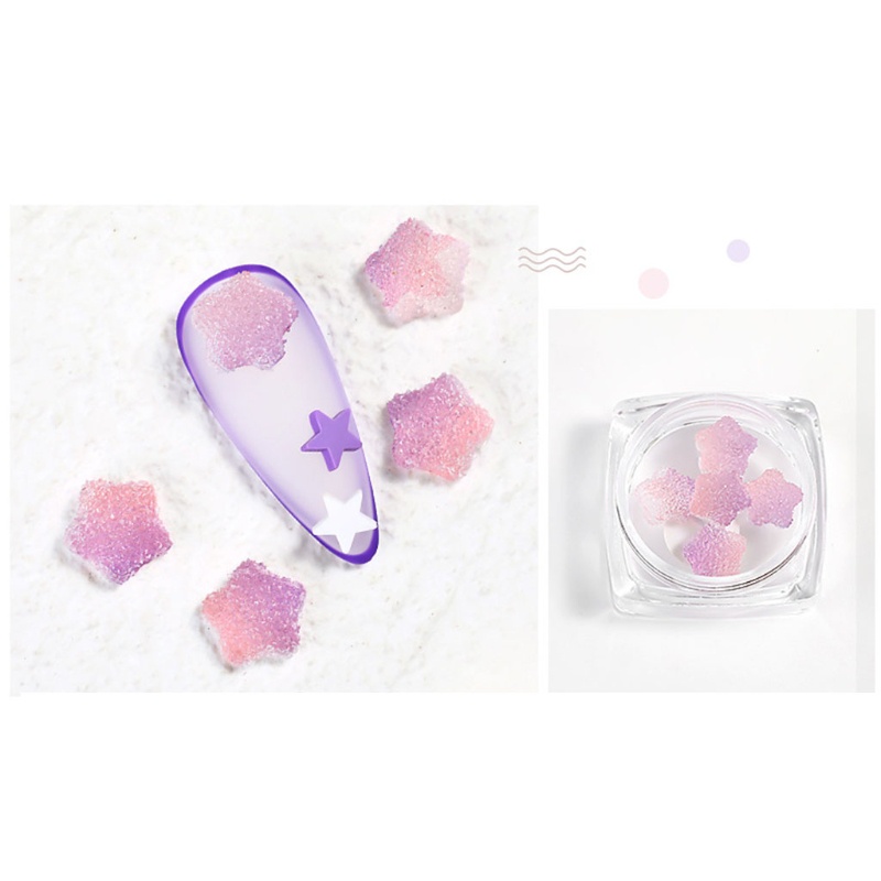 Siy 5pcs Stiker Kuku 3d Warna Permen Gradasi Bahan Resin Untuk Dekorasi Nail Art Charms