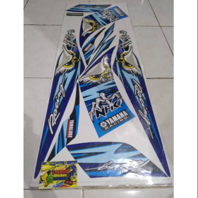 Striping Sticker List Body Variasi Motor Yamaha Jupiter Z1 Motif Burung Hantu Racing Warna Biru