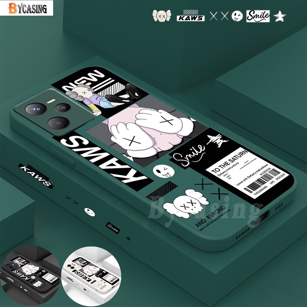 Casing Realme 10 C33 C30 C35 C31 C21Y C25Y C11 2021 C20 C25 C17 C15 C12 C3 C2 8i 7i 5 5i 6i 6Pro 7Pro Fashion Tide Merek Kaws Silikon Sesame Street Smile Soft TPU Matte Case BY