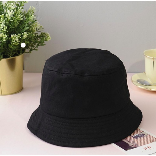 Bucket Hat Polos Korea Bolak balik Bahan Drill Katun Premium