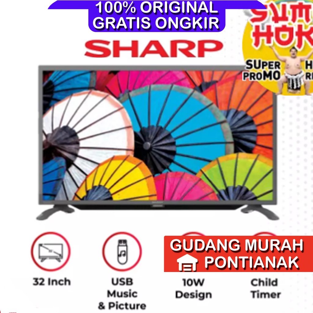 TV SHARP 32 inch DIGITAL (TERBARU TIPE 2T-C32DD1i-TT ) AQUOS HD TELEVISI DVB T2 JERNIH AWET GARANSI 5 TAHUN 32&quot; tipi   (BACA DESKRIPSI)