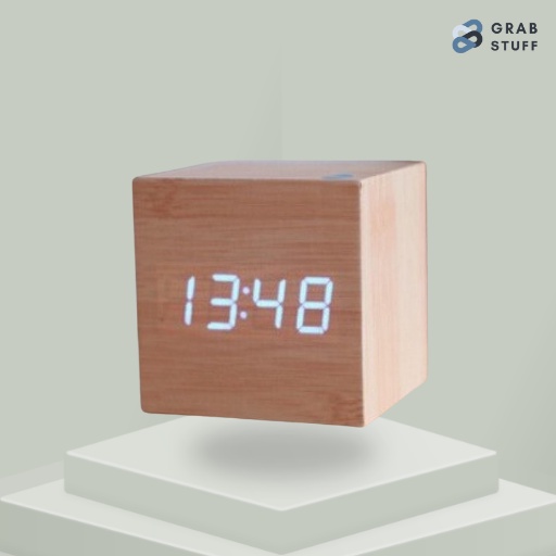 Jam Meja Digital LED Kayu Minimalis / Digital Wood Table Smart Alarm Waker Clock / Jam Beker Dekorasi Meja Kamar Rumah Murah Berkualitas / Jam Korea Kado Teman Sahabat Estetik Elegan Desain Kayu Unik Lucu