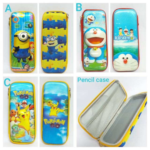 PENCIL CASE TIMBUL 5D / PENCIL CASE 6D / PRNCIL CASE KARAKTER POKEMON DORAEMON MINION