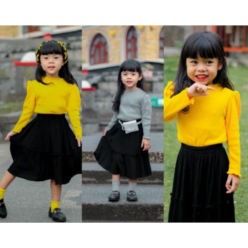 Keenan Long sleeve blouse 2-5thn / kaos knit balon/ atasan anak perempuan Carisa tee 2-5 tahun kaos anak perempuan lengan balon panjang nabLfashion