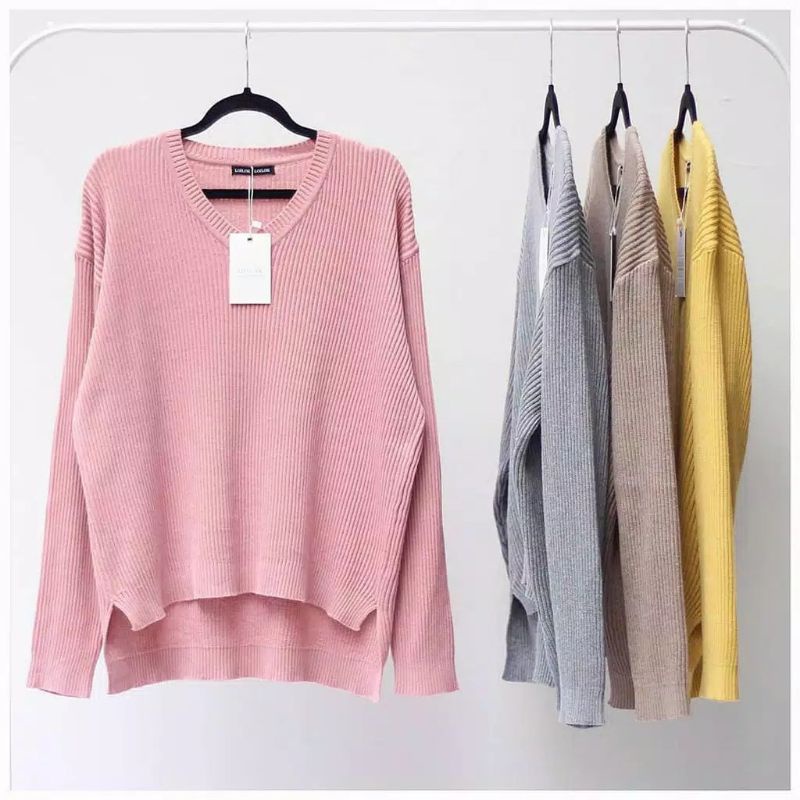 VIONA-ATASAN RAJUT// VIONA BOXY-V NECK SWEATER / ATASAN RAJUT WANITA HALUS/ ATASAN BAJU MURAH