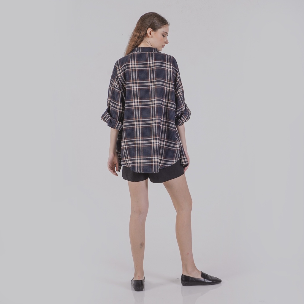 This Is April – Kemeja Wanita Ellen Top Navy Brown – 181101-6