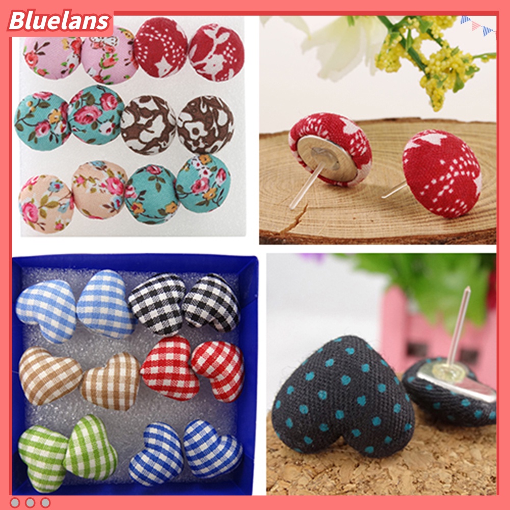 6 Pasang Perhiasan Anting Stud Gaya Vintage Warna Warni Bentuk Kancing : Bahan Plastik