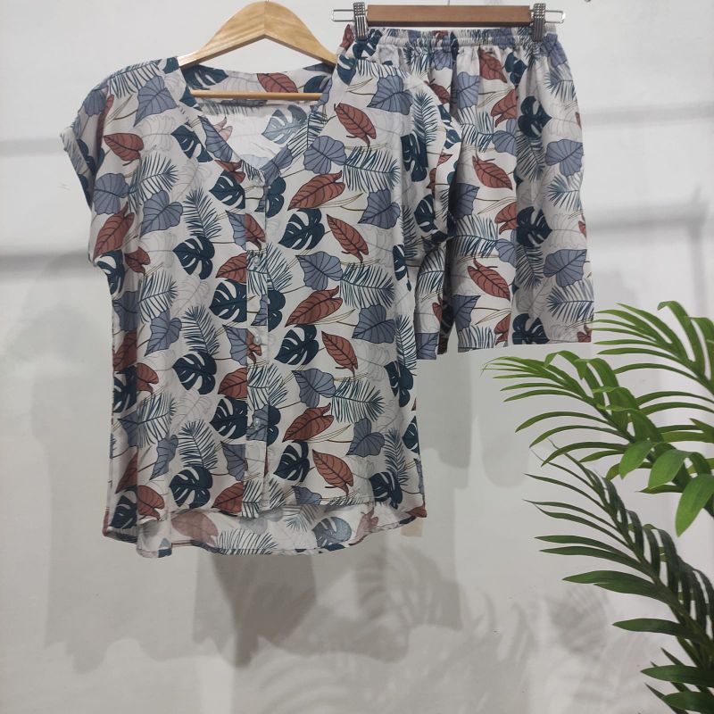 0PIYAMA KANCING PENDEK | PIYAMA BUSUI PENDEK | PIYAMA RAYON | BAJU TIDUR MURAH-KCB 29