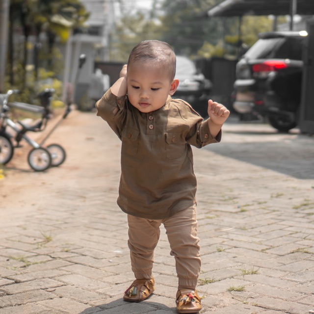 Baju / Kemeja Koko Kurta Anak Bahan Linen