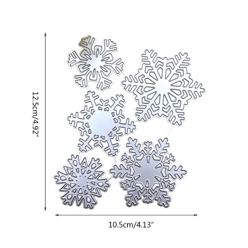 Cetakan Stensil Cutting Dies Motif 5 Snowflake Natal Bahan Metal Untuk Scrapbook / Craft DIY / Embossing