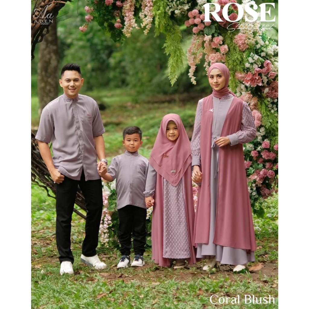 TERLARIS Dress mom gamis Sarimbit Rose series by aden hijab gamis couple mewah sarimbit keluarga