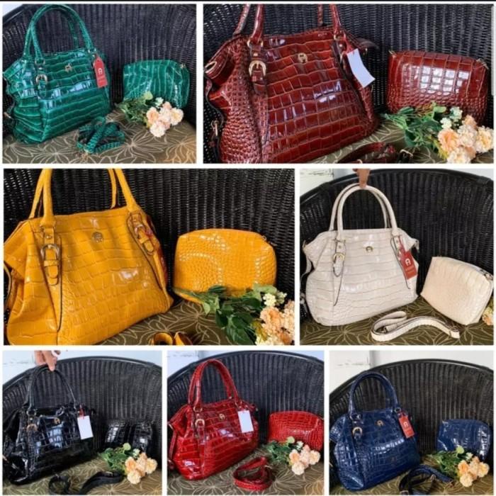 Tas wanita import aigner croco bahan kulit croco