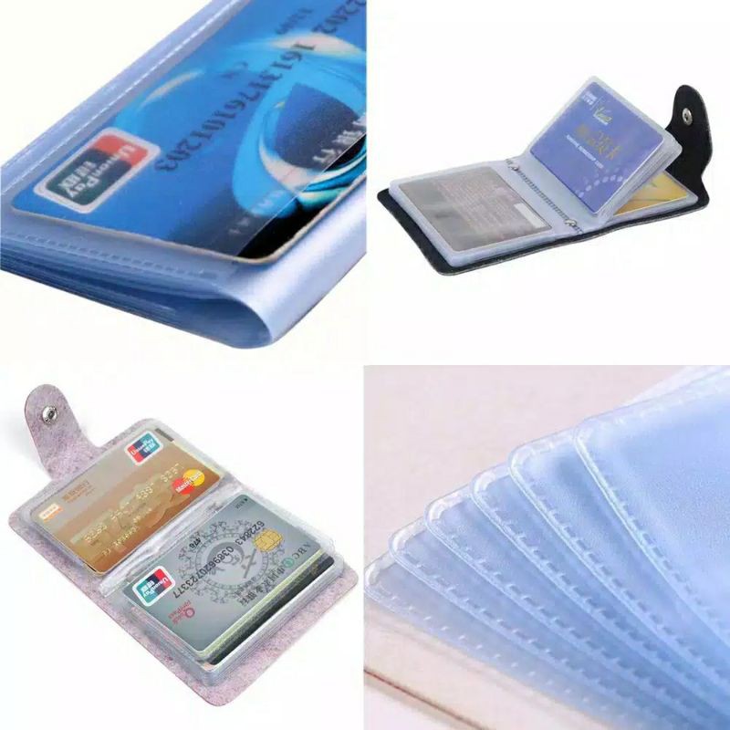 Dompet Kulit Kartu 24 Kartu Import Card Holder 24 Slot Kancing