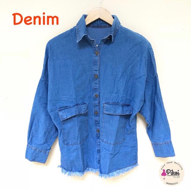 Boyfriend shirt / kemeja boyfriend / kemeja cewek lengan panjang / kemeja kasual / kemeja denim 1354