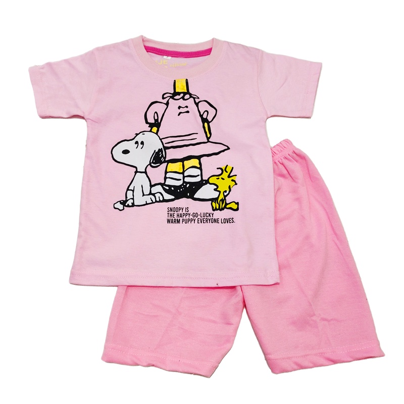 Setelan anak Snoopy pink