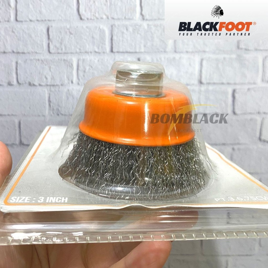 Sikat Kawat Mangkok 3 inch Wire Crimped Cup Brush Gerinda BLACKFOOT