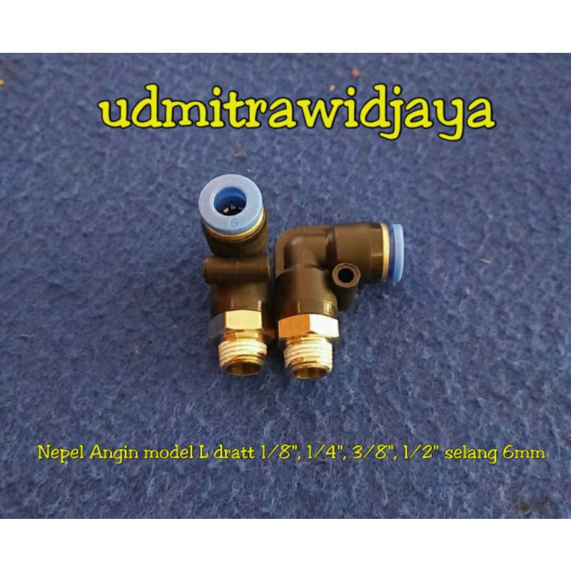 Fitting pneumatic  / sambungan selang angin 6mm Model L dratt 1/8 , 1/4 , 3/8 , 1/2  sambungan selang klakson model L siku SPL nepel angin type EL dratt nepel angin air nepel angin truk fuso double kabin