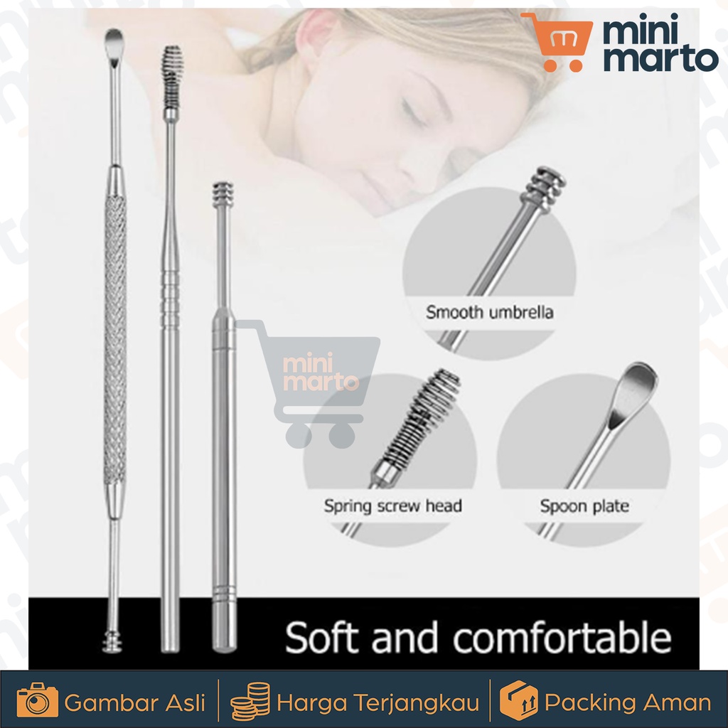 Pembersih Telinga Korek Kuping Ear Wax Picker 7 PCS Stainless 7in1 - Minimarto