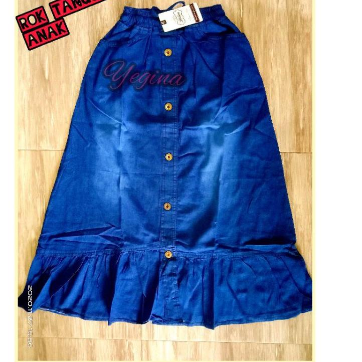 [KODE W7SLM] ROK JEANS ANAK PEREMPUAN TANGGUNG USIA 10 11 12 13 14 TAHUN/ROK KANCING REMPEL PANJANG 
