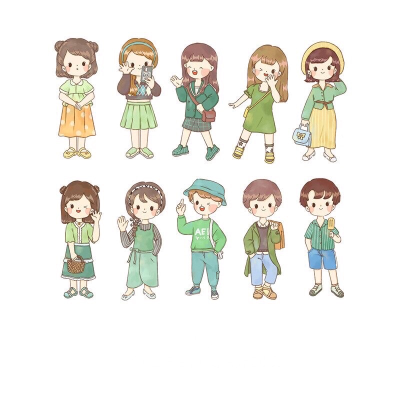 

STIKER/STICKER GREEN DRESS / Aesthetic stiker/Journaling/Decorating/Paper sticker/Scrapbook/DIY Crafts