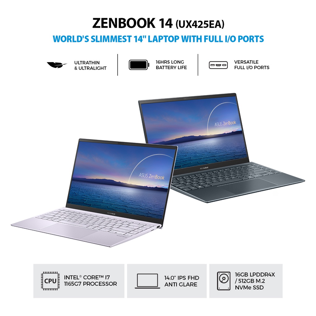 Asus Zenbook 14 UX425EA-IPS751 /Core i7-1165G7/16GB/512GB SSD Pine Grey