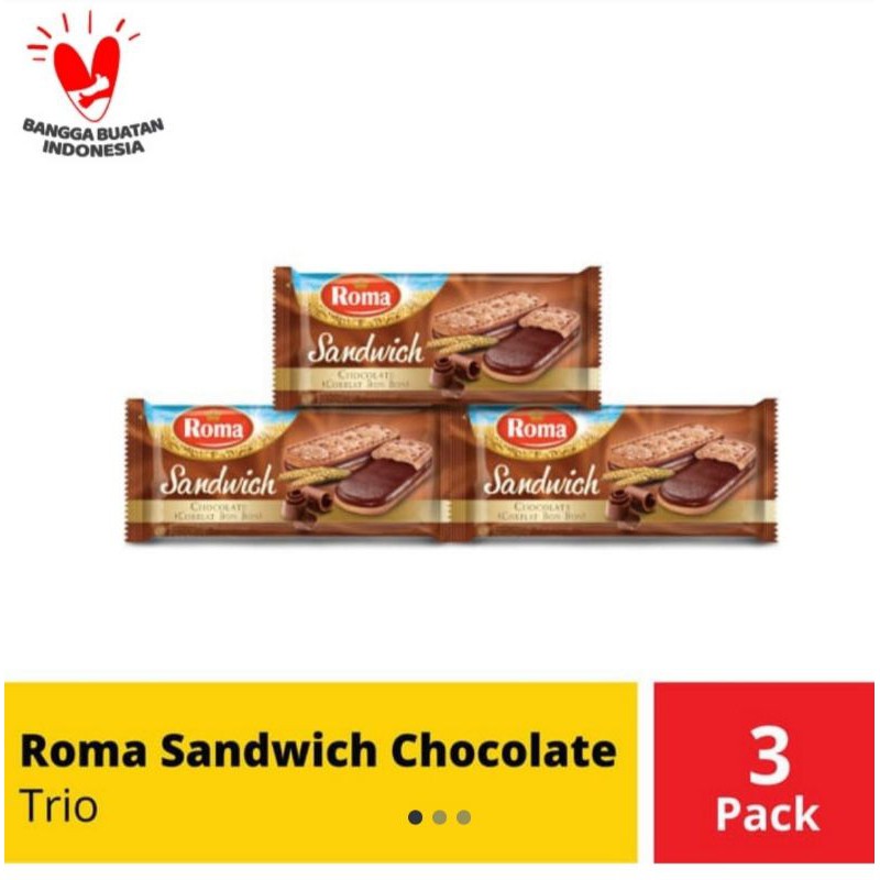 

Roma sandwich coklat 3 bungkus/BISKUIT ROMA DENGAN SELAI COKLAT
