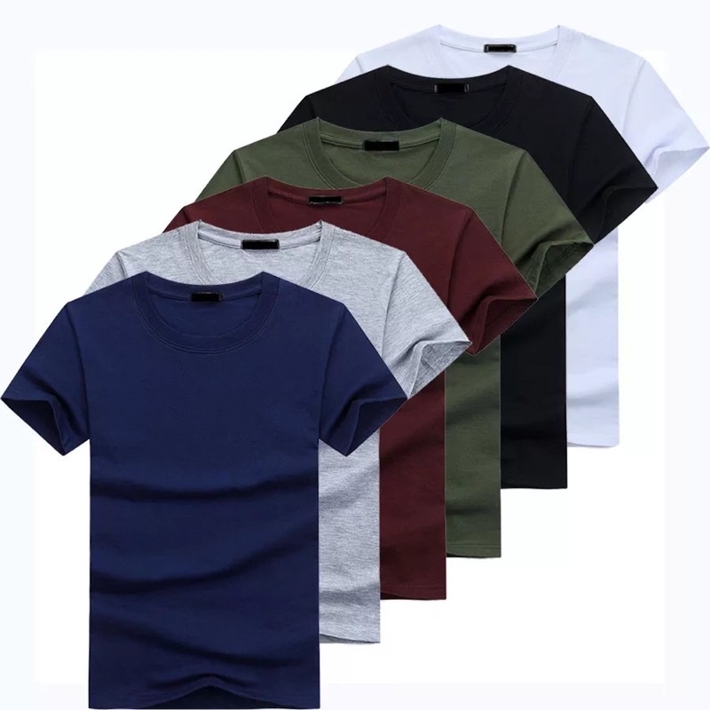 Baju Atasan Kaos Pria Polos Lengan Pendek (Qty 6 pcs) Bahan Semi Combed 30s Tebal