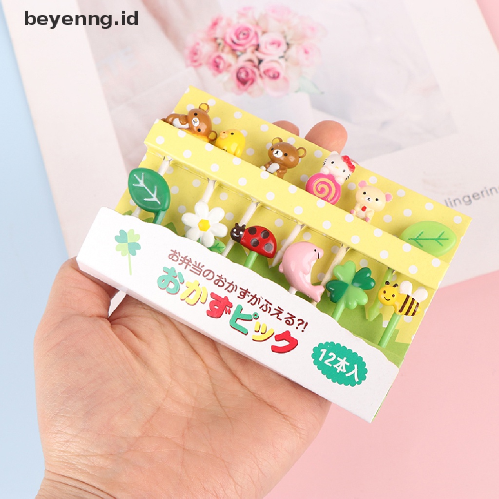 12pcs Tusuk Gigi Buah Desain Kartun Hewan Untuk Dekorasi Pesta