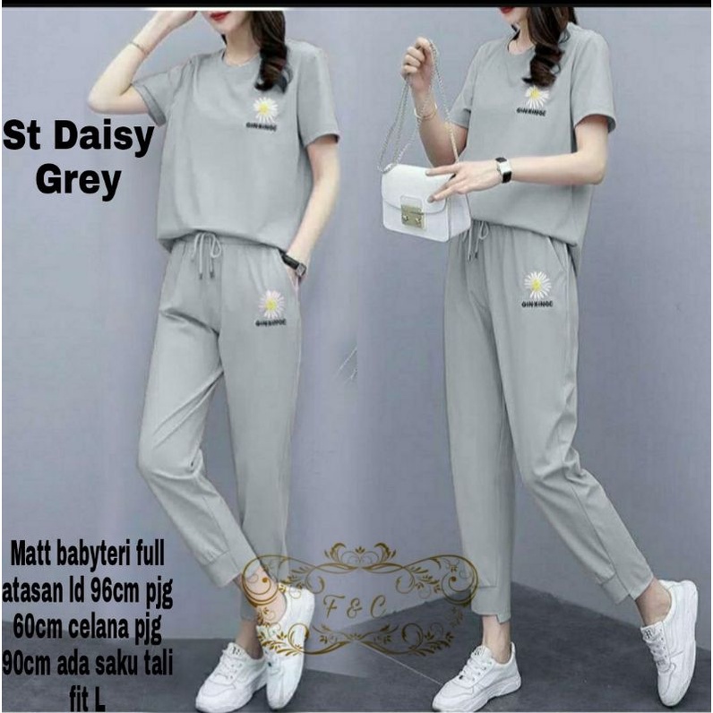 Setelan Set.Daisy SIMPLE SET WANITA / SET KAOS CELANA WANITA /set harian wanita / baju jalan jalan cewe / baju olah raga wanita Korea terbaru