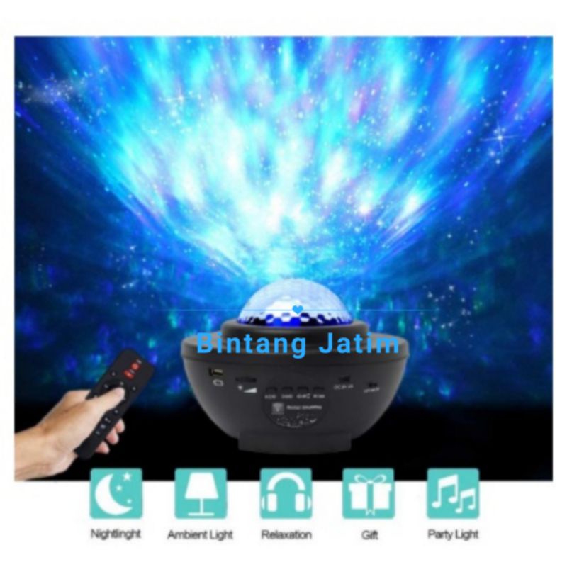 LAMPU PROYEKTOR DENGAN SPEAKER LANGIT MALAM BINTANG 2IN1 GALAXY NEBULA LAMP STARRY PROJECTOR LIGHT LAMPU TIDUR