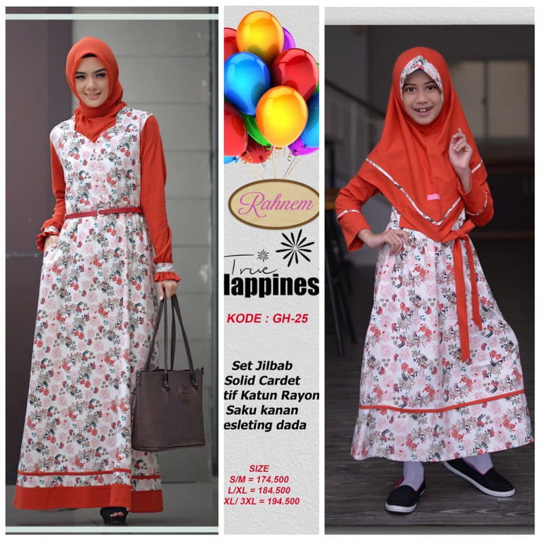 Couple Gamis Rahnem Ibu &amp; Anak /GM-25 / Fashion Muslim