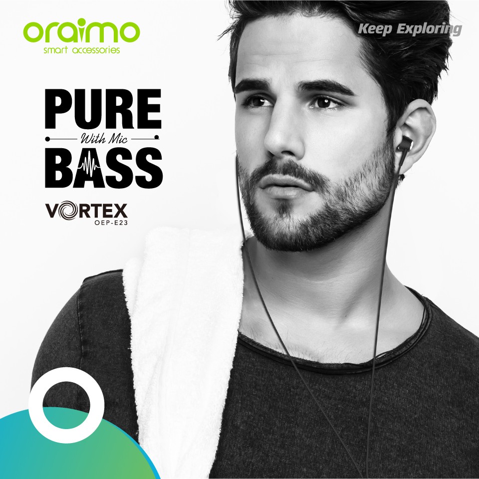 VROFFSTORE  Oraimo Earphone / Hands free dengan Mic Universal 3.5mm IOS/Android OEP-E23 OEP 23