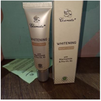 ☘️Yuri Kosmetik☘️ Claresta Whitening Night Cream Tube 20gr