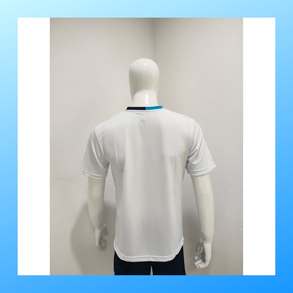 Kaos bulutangkis pria baju badminton atasan olahraga jersy wanita dewasa t-shirt outfit seragam kostum jersey casual suit pakaian jarsey oblong apparel sports jersi sudirman thomas uber cup bulu tangkis Y173 putih polos