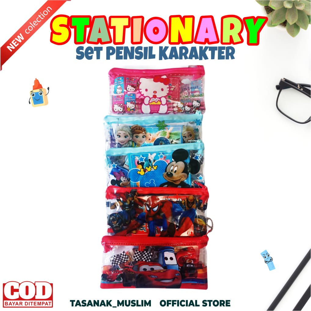 

Paket alat tulis sekolah karakter lucu set 7in1 free tempat pensil