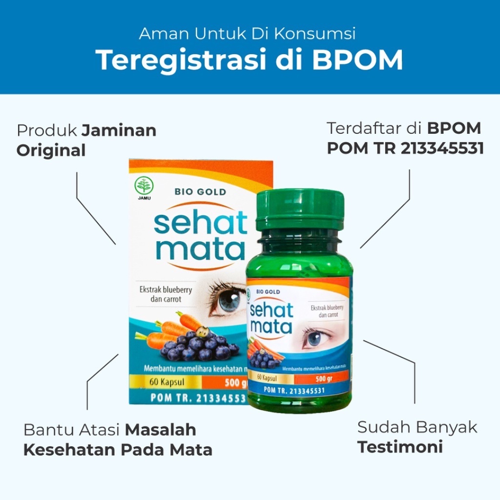 Kapsul Sehat Mata Bio Gold Ekstrak Wortel Dan Bilberry Suplemen Untuk Atasi Masalah Mata Minus Buram