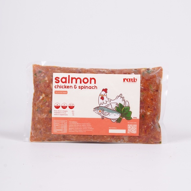 SALMON, CHICKEN & SPINACH // Raw Pet Gourmet // Makanan Anjing