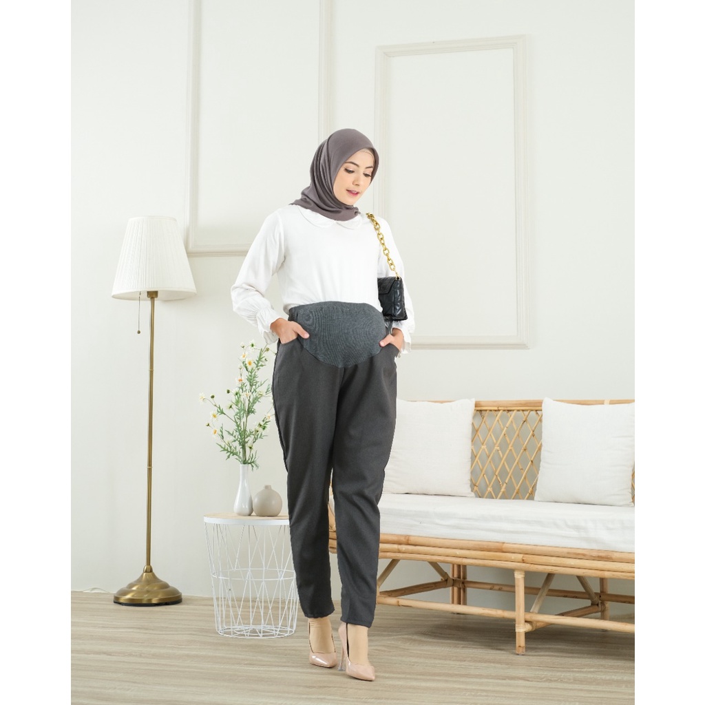 Momiasi - Celana Hamil Bumil Wanita Kerja Kantor Formal Jumbo Maternity Pants Office Premium