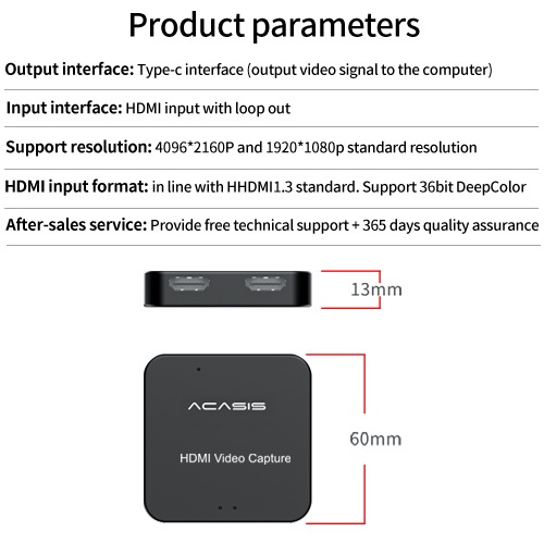 ACASIS 4K HDMI Video Capture Card USB Type C for Live Streaming