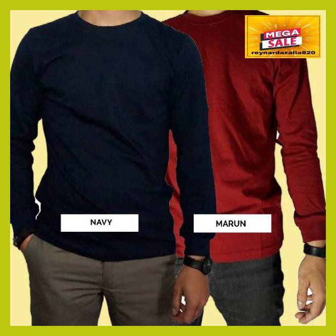 E5Wtrr6- Kaos Polos Panjang Lengan ( Rib/Karet) 100% Cotton Combed 30S Pria - Putih, S G7Fju799-