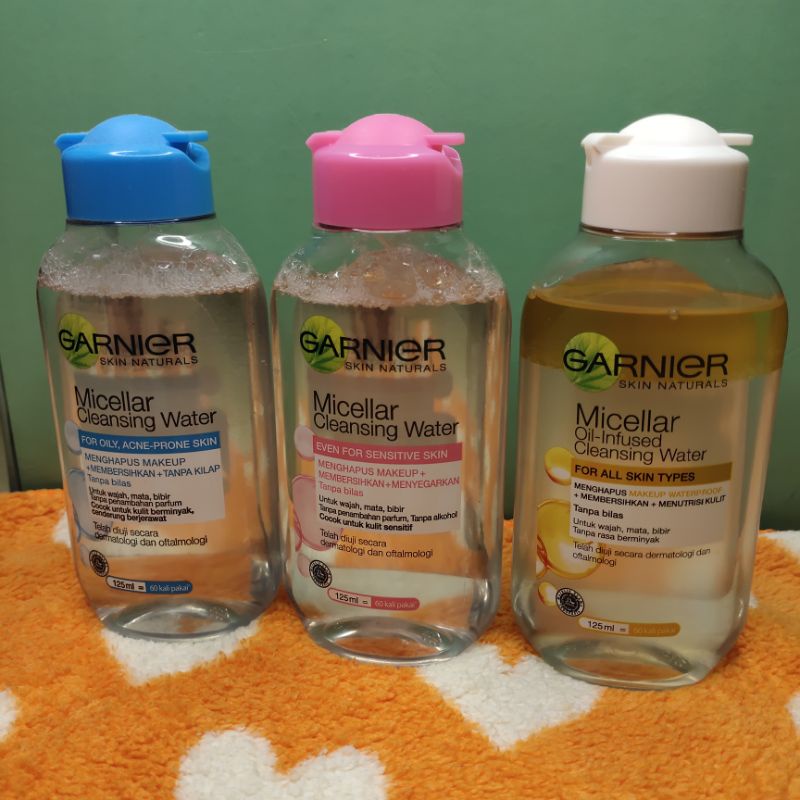 Garnier Micellar Oil-Infused &  Micellar Water Pink Skin Care  Garnier Micellar Water Biru- 125 ml  