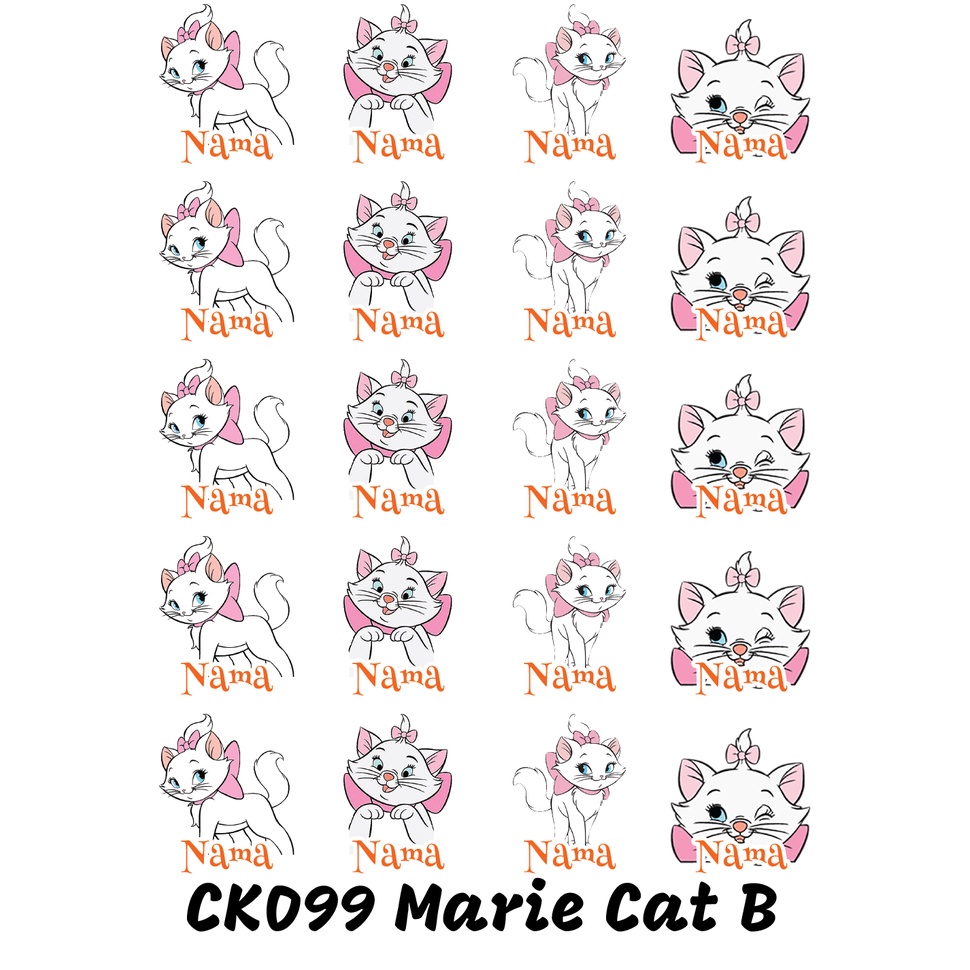 

Sticker Nama Cutting Label Waterproof Tahan Air Marie Cat B (CK099)