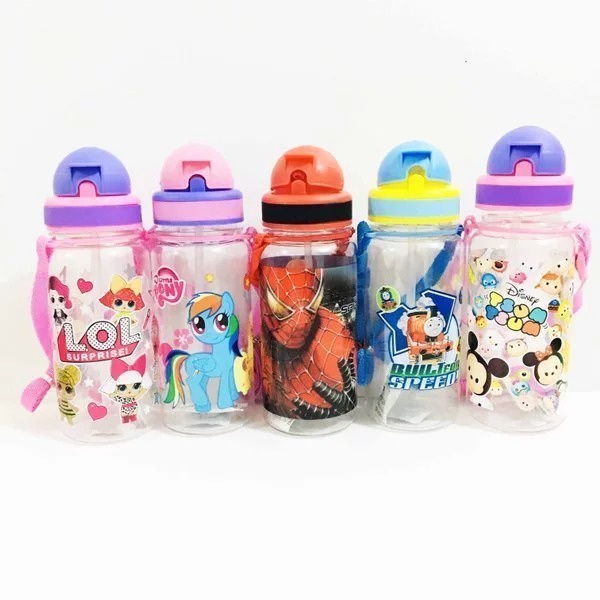 [BISA COD]  Botol Minum Anak Botol Minum Kepala Hello Kitty Doraemon Mickey Keropi BPA FREE 350ML