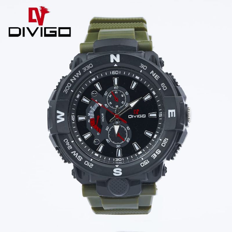 (Terima Cod)Jam Tangan Pria Divigo Sw240 Anti Air/Water resisst Strap Rubber/Karet(Dikirim Dari Jakarta)