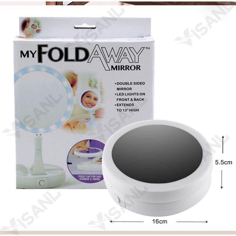 Makeup Lampu Cermin Pembesar Rias Dua sisi Kosmetik Mirror LED Lipat Makeup Dengan Lampu Led
